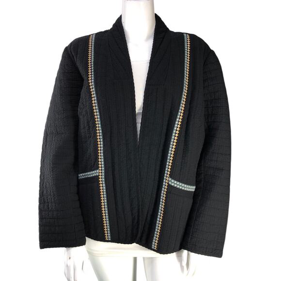 J Jill Pure Elements Womens Plus Size 2X Jacket Seersucker Open Pockets Black - Picture 11 of 16